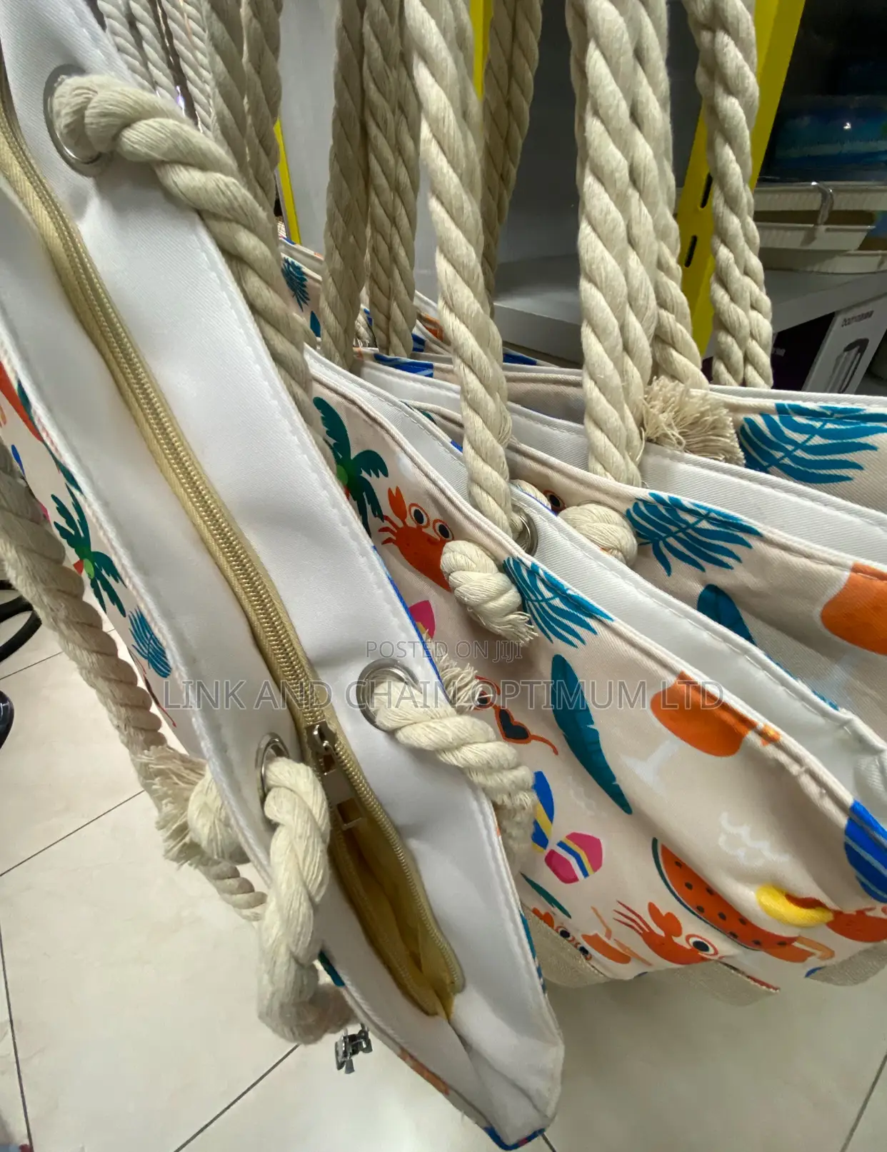 Lanzarote Beach Tote Bag - Rope Handle Summer Handbag With Zipper