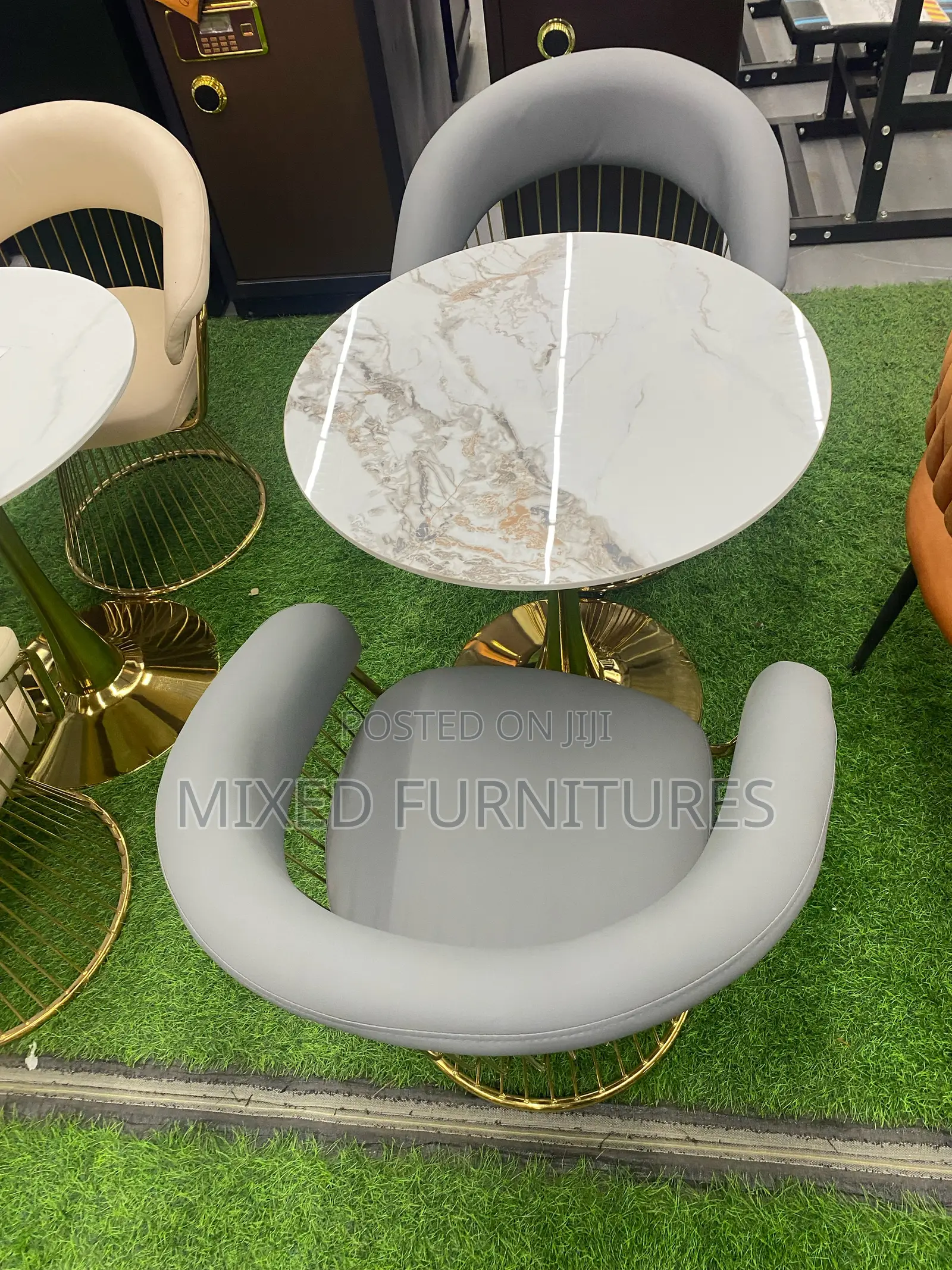 Outdoor Sets Marble Table With Leather Chairs