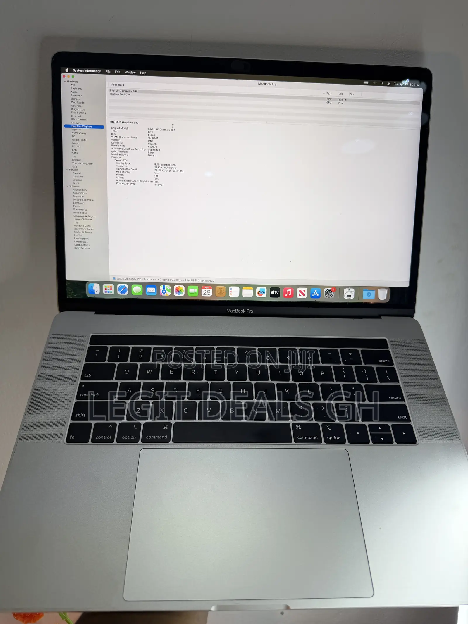 Laptop Apple MacBook Pro 2019 16GB Intel Core i7 SSD 512GB
