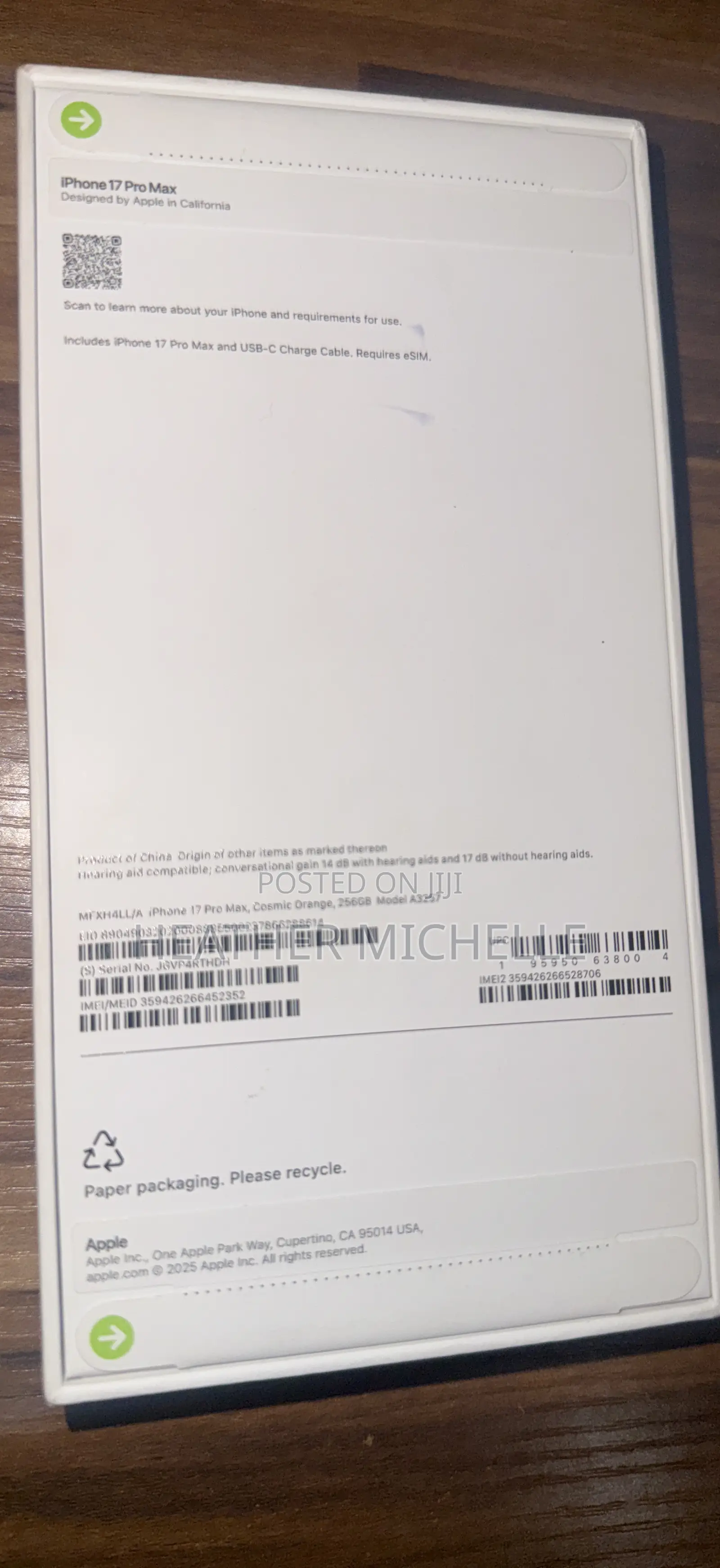 New Apple iPhone 17 Pro Max 256 GB Orange