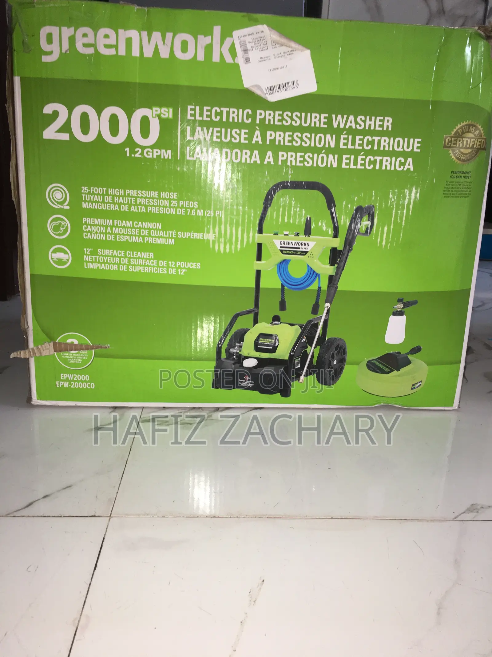 Greenworks 2000 Psi Electric Pressure Washer / Car Washer