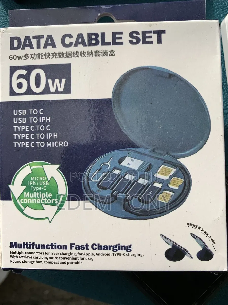 Multifunction Data Cable Set Storage Box 60w Fast Charge Easy Storage