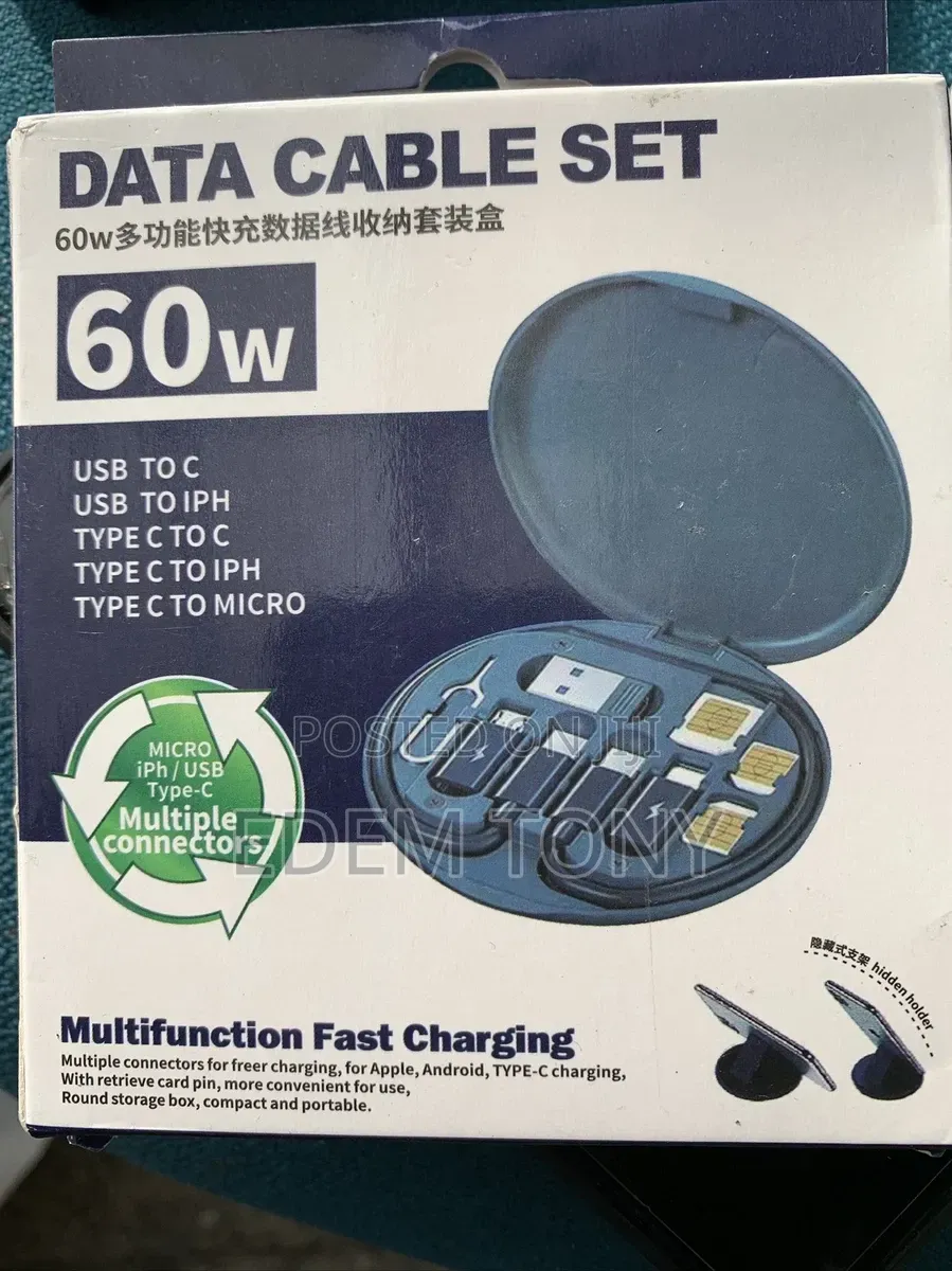 Multifunction Data Cable Set Storage Box 60w Fast Charge Easy Storage