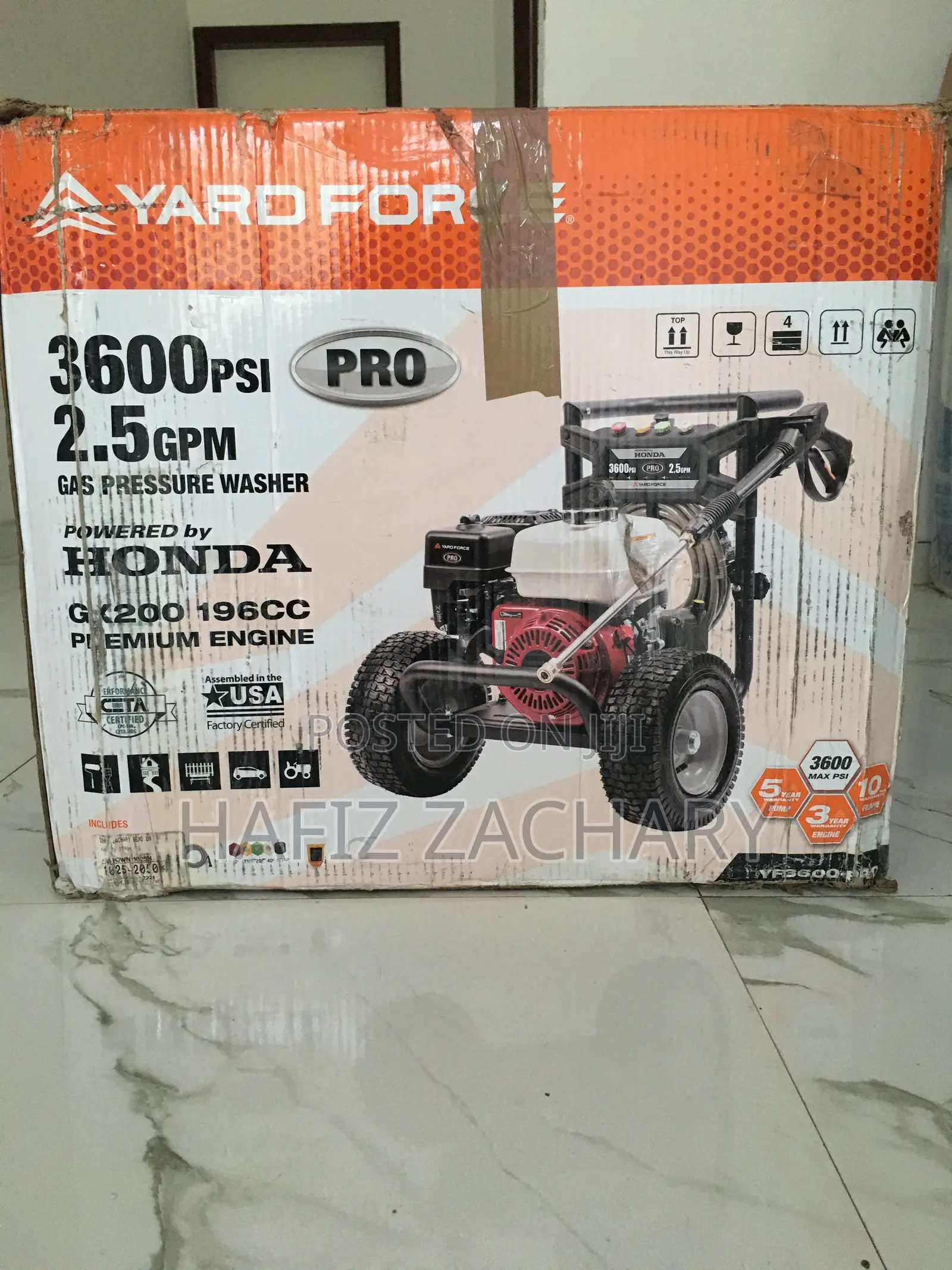 Yard Force 3600 Psi Gas Petrol Pressure Washer (Honda Engine)