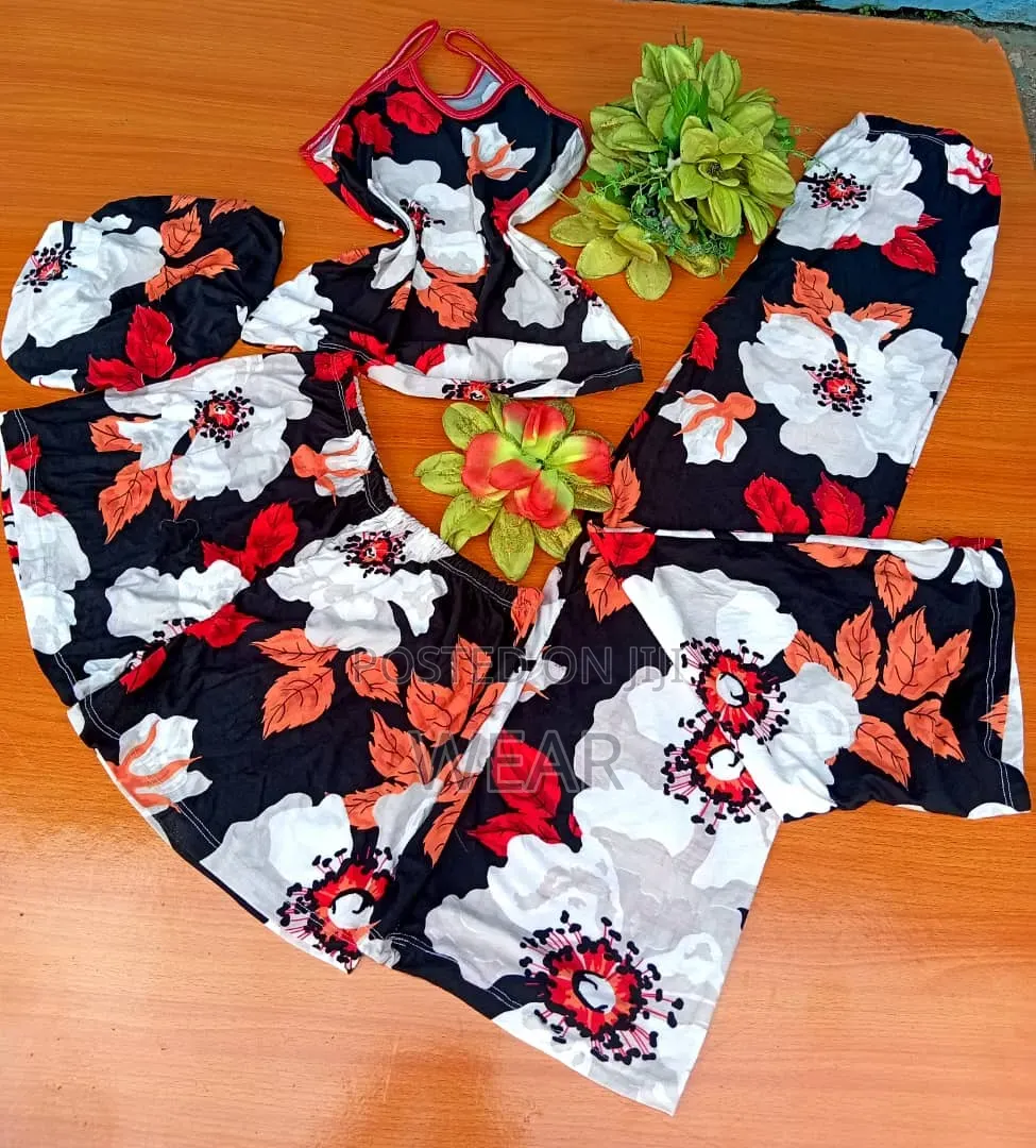 4 in 1 Nightwear
(
Bonnet ,Singlet,Shorts 
Trousers )