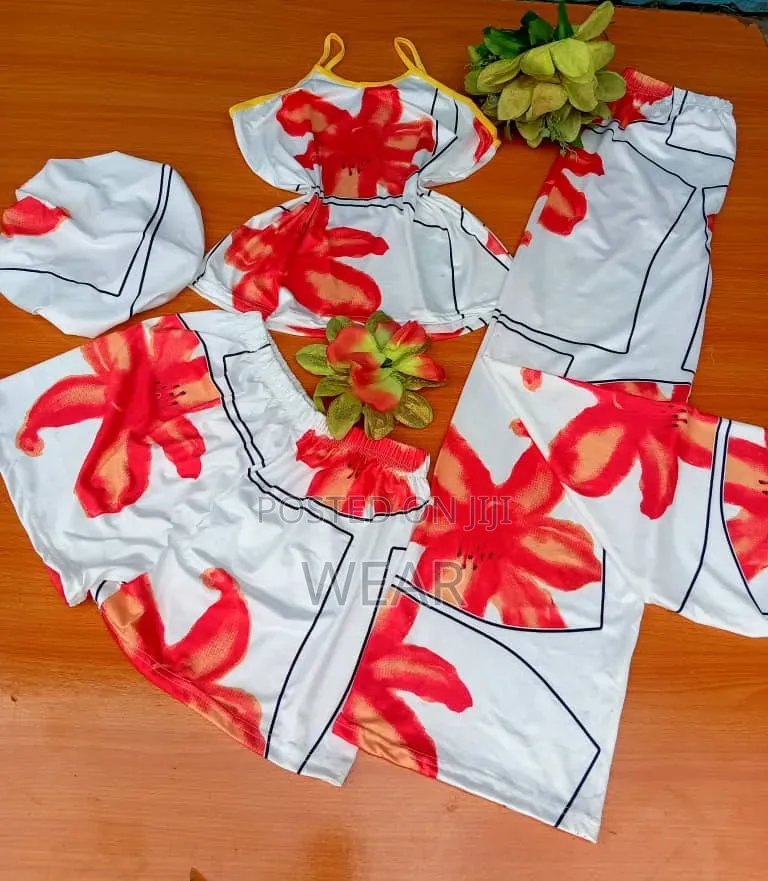 4 in 1 Nightwear
(
Bonnet ,Singlet,Shorts 
Trousers )