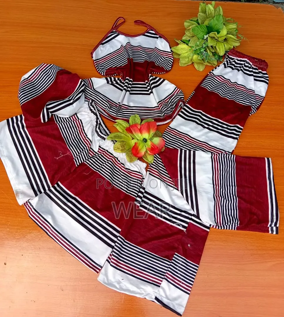 4 in 1 Nightwear
(
Bonnet ,Singlet,Shorts 
Trousers )