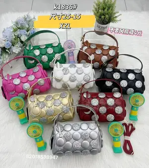 Women’S Luxury Handbags With Mini Fan and a Long Strap