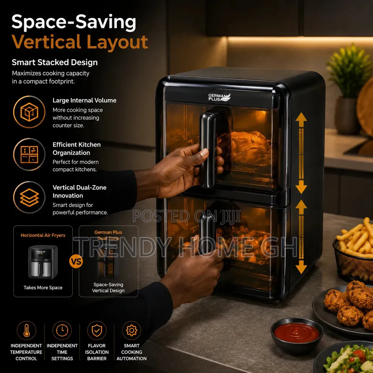 German Plus Dual Zone Smart Air Fryer Oven | 11.6l, 3000w