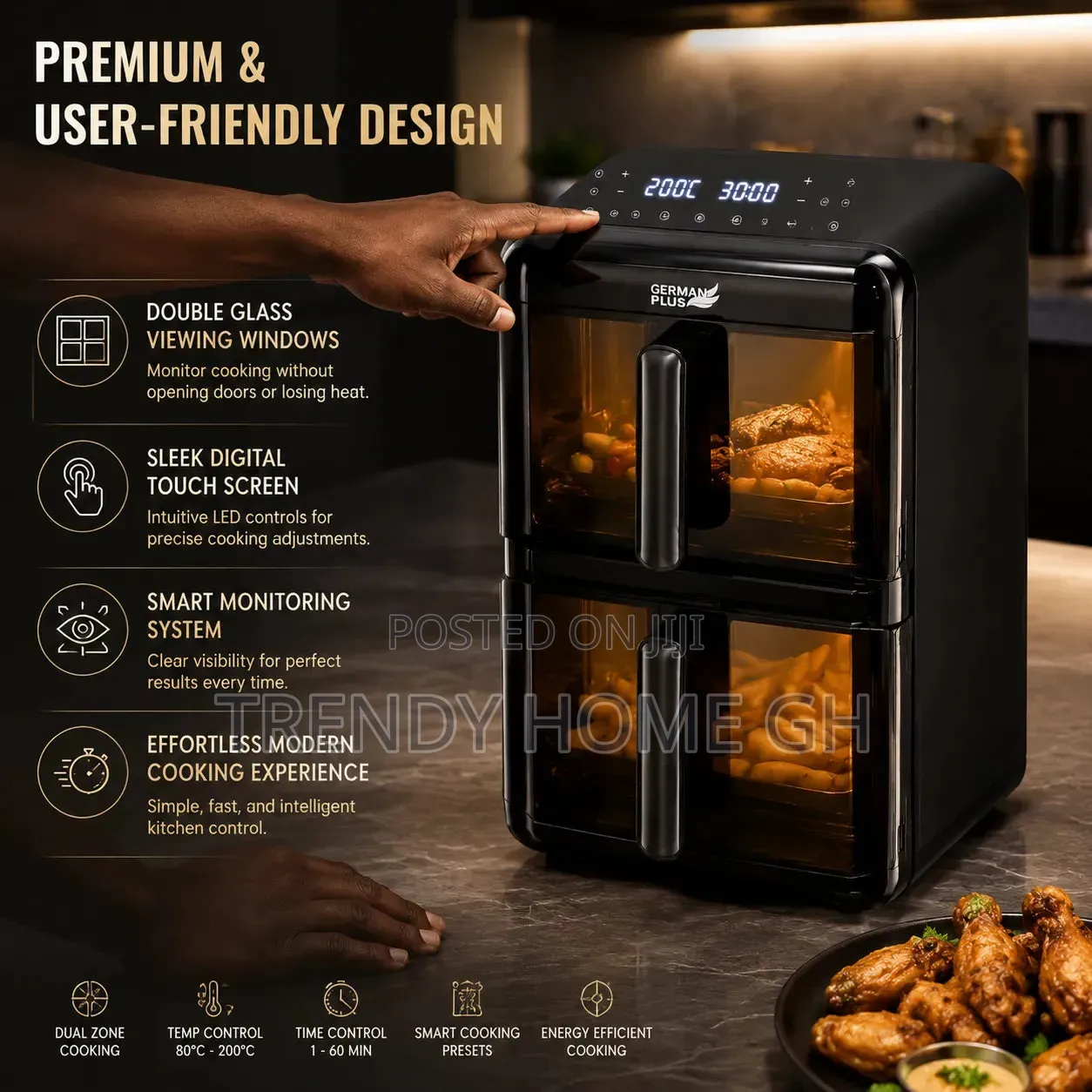 German Plus Dual Zone Smart Air Fryer Oven | 11.6l, 3000w