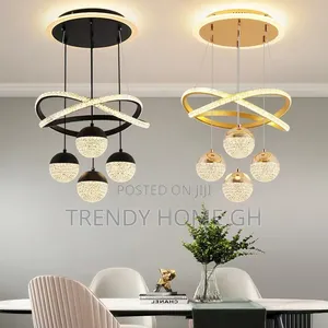 Modern Gold Led Dining Table Chandelier Dimmable Pendant Light