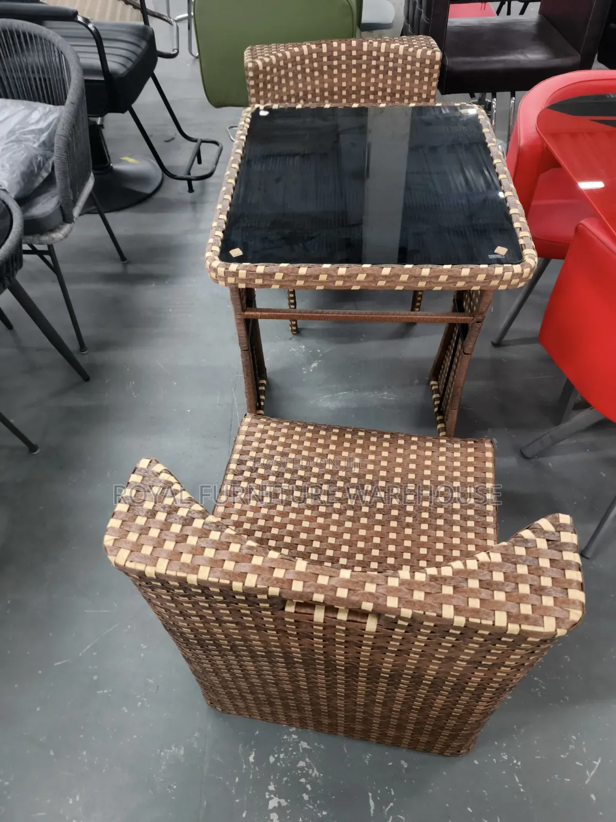 Space-Saving 3-Piece Woven Rattan Bistro Set (2 Seater Dining Set)