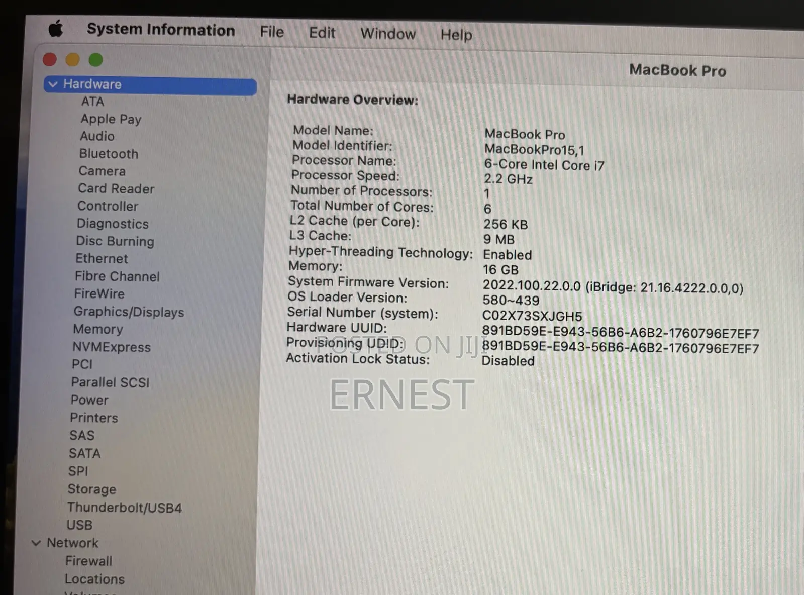 Laptop Apple MacBook 2018 16GB Intel Core i7 SSD 512GB