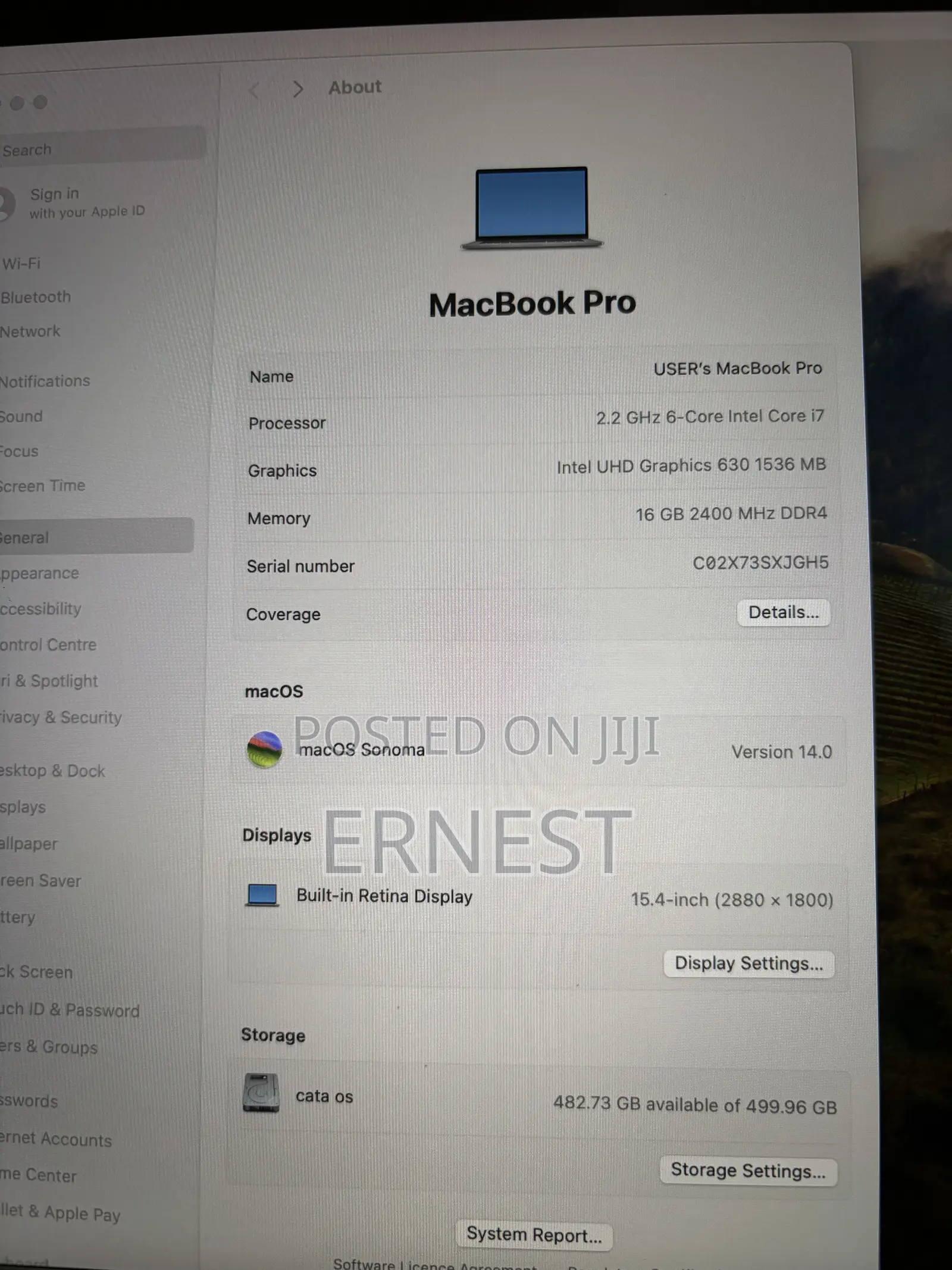 Laptop Apple MacBook 2018 16GB Intel Core i7 SSD 512GB
