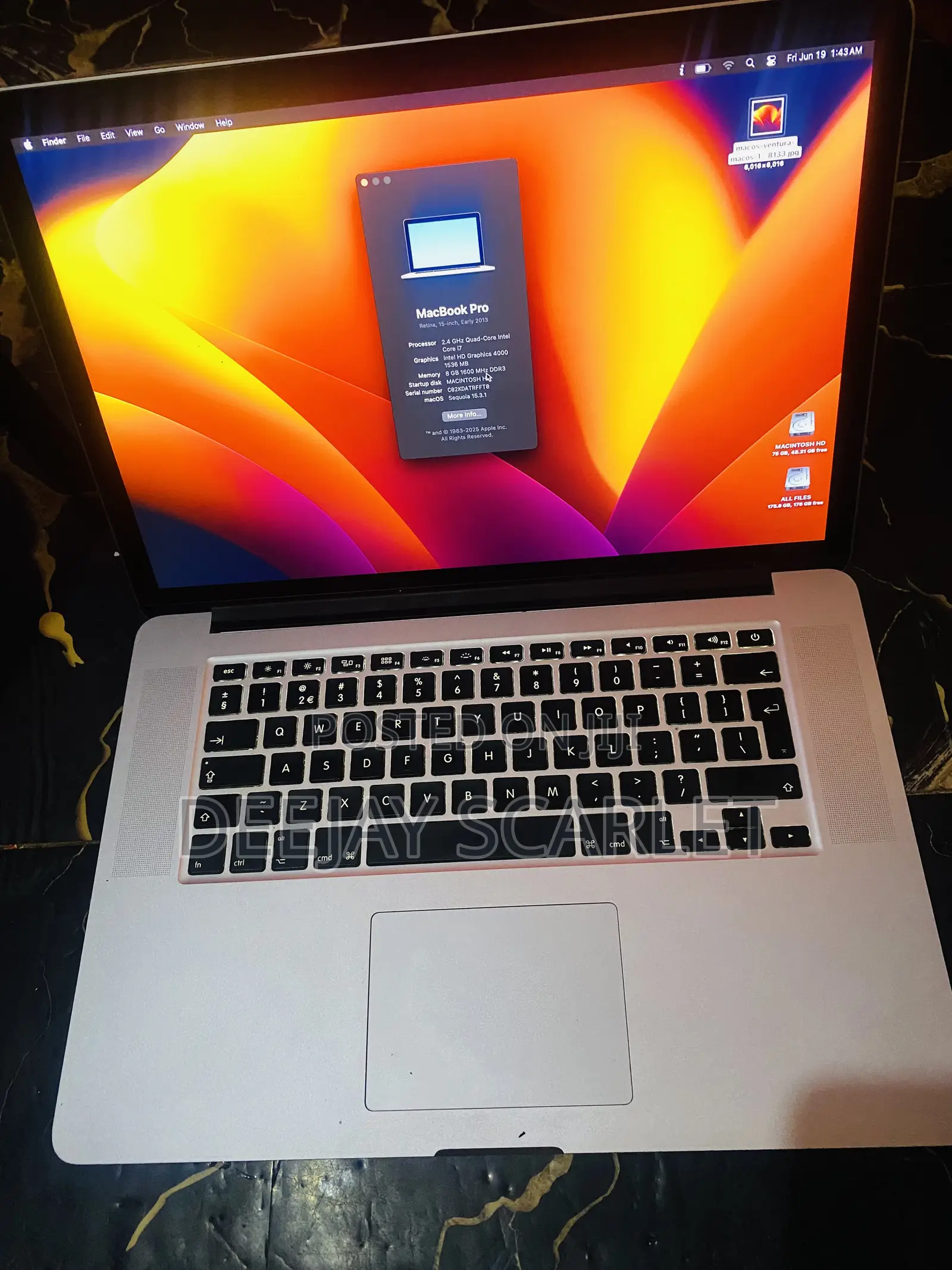 Laptop Apple MacBook 2013 8GB Intel Core i7 SSD 256GB