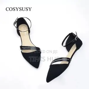 Pointed-Toe Nubuck Flat Sandals
