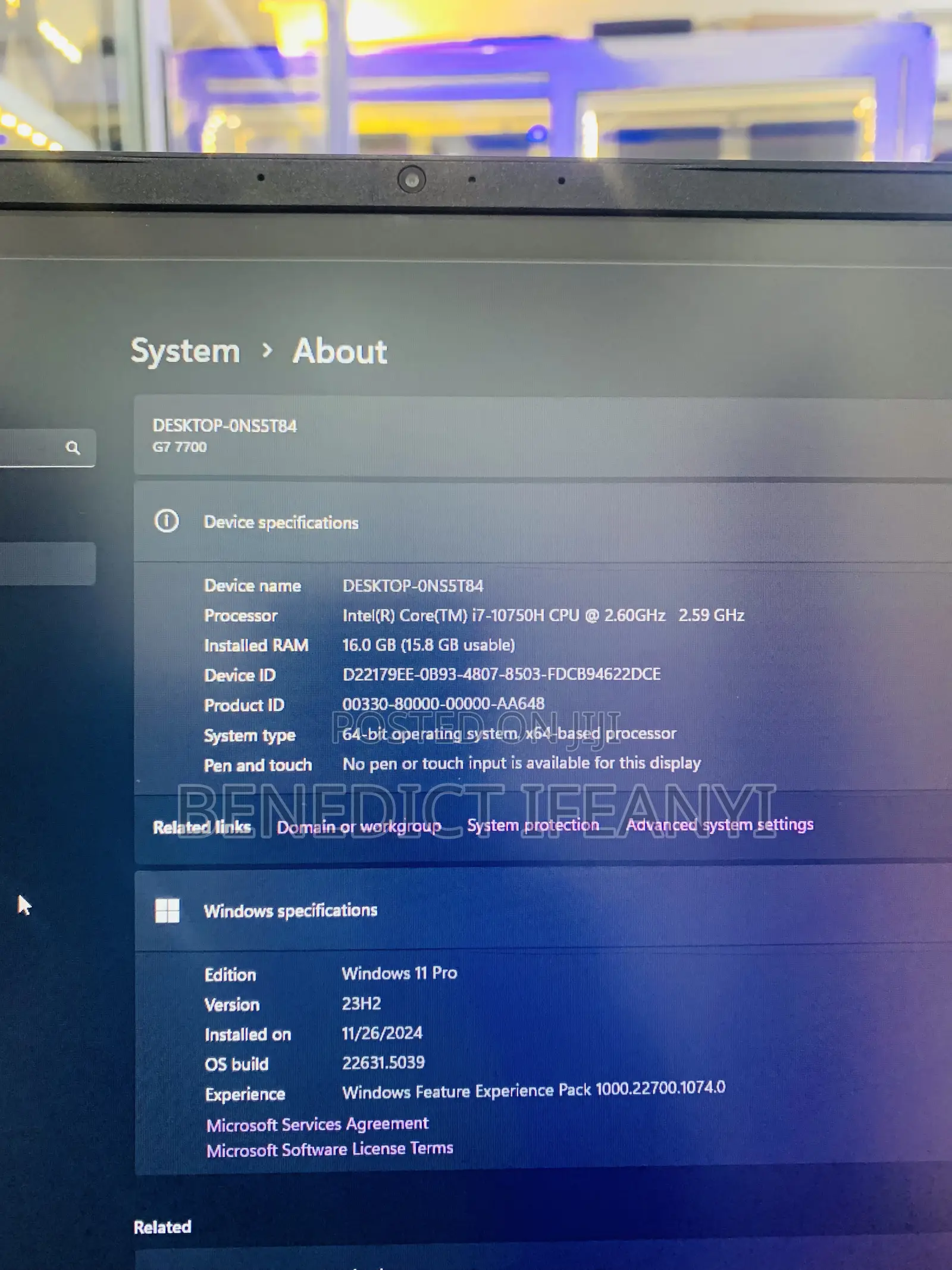 Laptop Dell G7 15 7590 16GB Intel Core i7 SSD 512GB