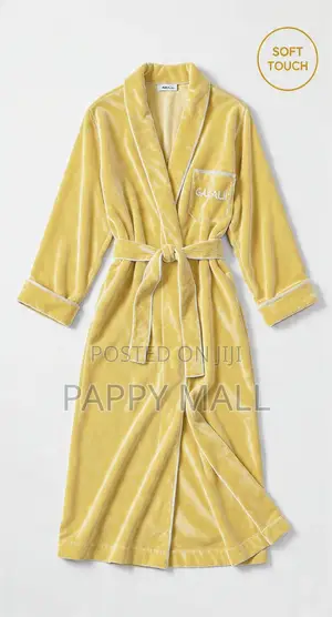Luxury Soft Touch Velvet Bathrobe - Mustard Yellow