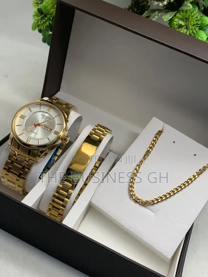 New Jewelry Set For Men (Watch, Bracelet Necklace)