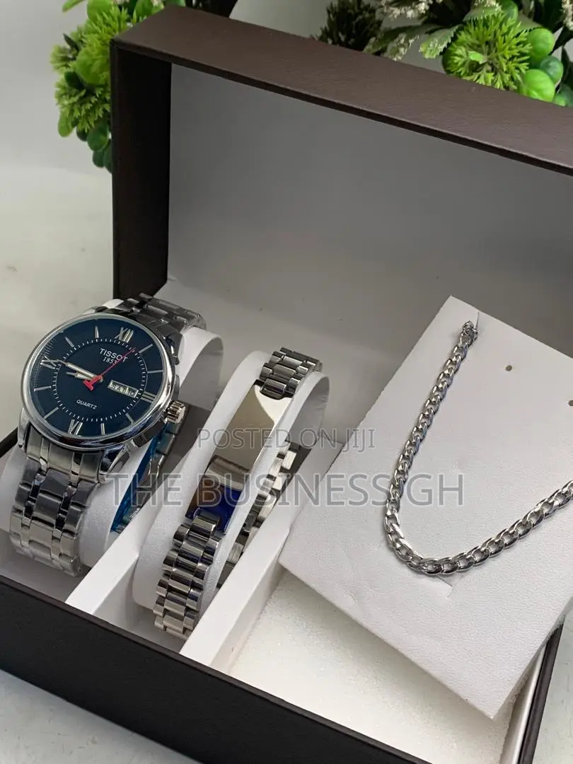 New Jewelry Set For Men (Watch, Bracelet Necklace)