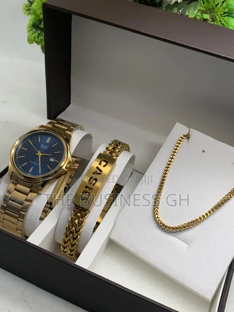 New Jewelry Set For Men (Watch, Bracelet Necklace)
