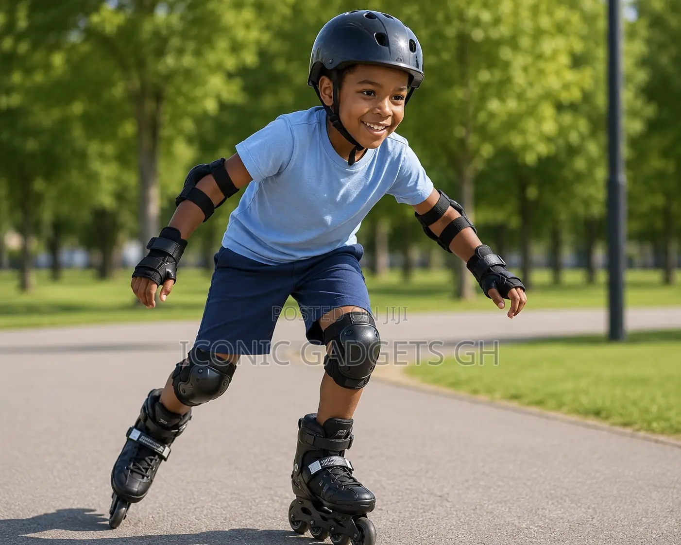 Kids Sports Safety Gear Set – Black Helmet & Pads