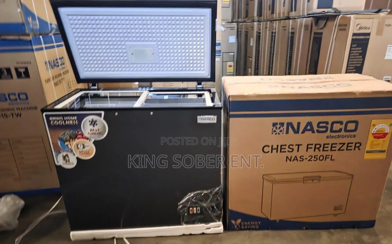 Nasco *250fl* 
Chest Freezer With Sliding Glass 200ltrs Ghc2700.