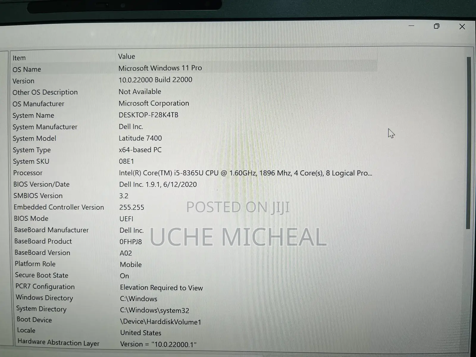 Laptop Dell Latitude 7400 8GB Intel Core i5 SSD 512GB