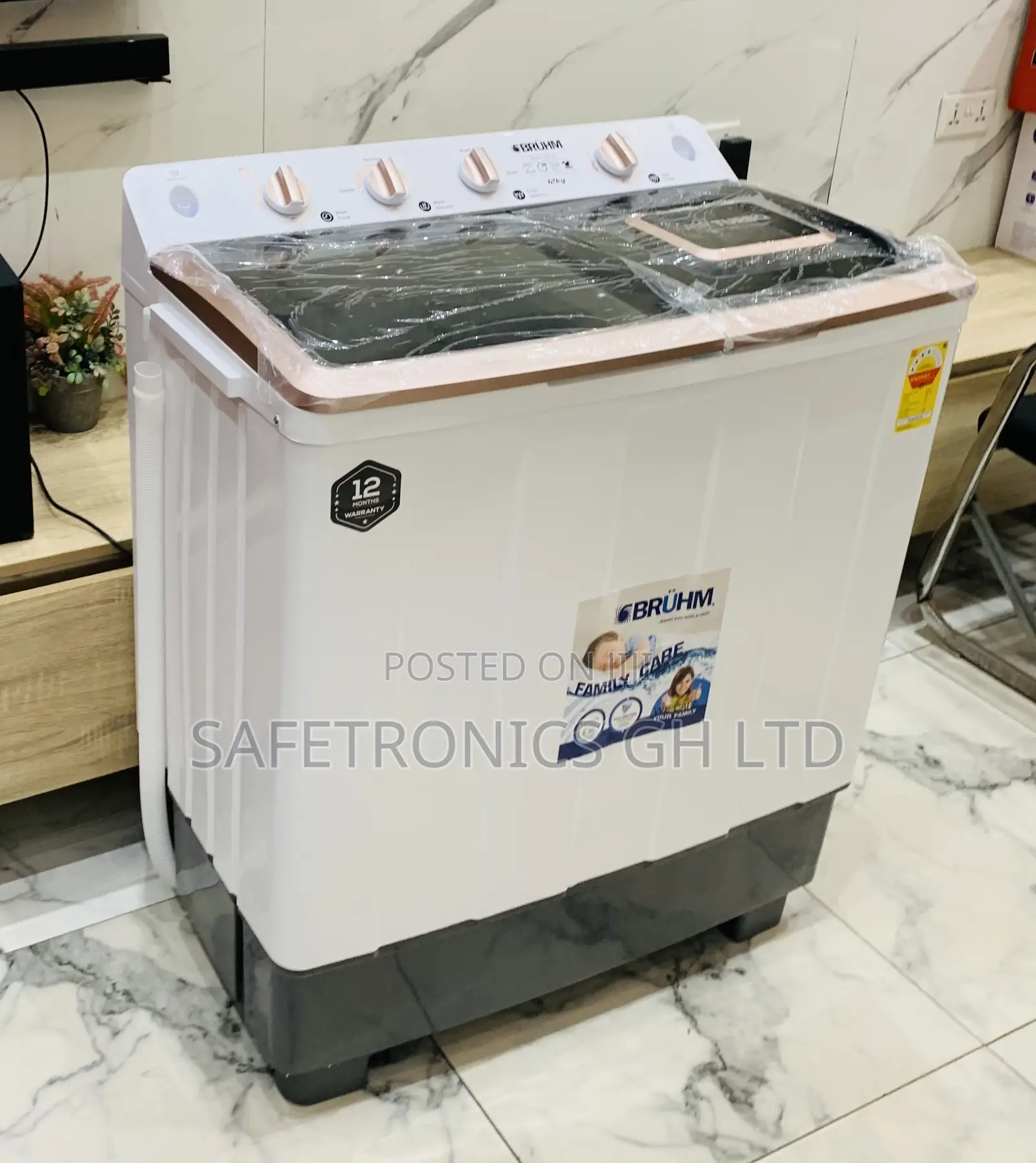 Original Sleek Bruhm BWT-120h Twin Tub 12kg Semi-Automatic Top-Loader