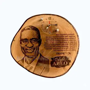 Wooden Portrait With Clock