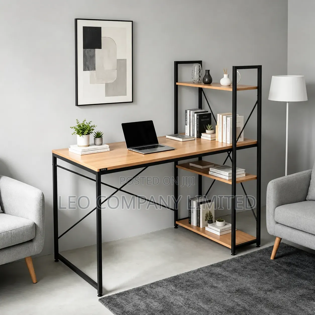Office Computer Desk With Shelves – Study Work Desk- 120 Cm