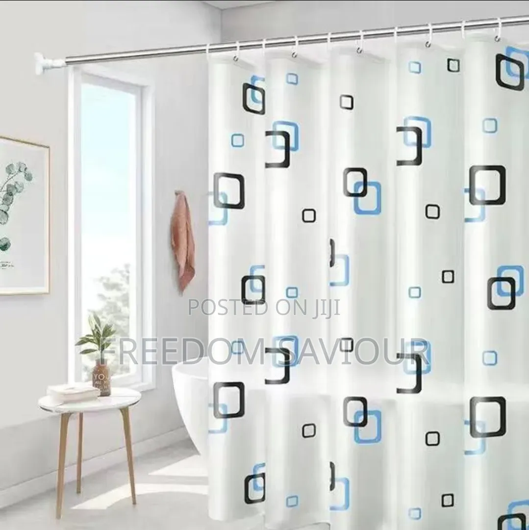 Premium Shower Curtain With Modern Black Bathroom Faucet