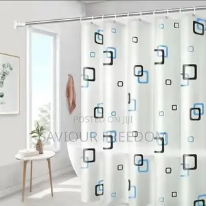 Premium Shower Curtain With Modern Black Bathroom Faucet