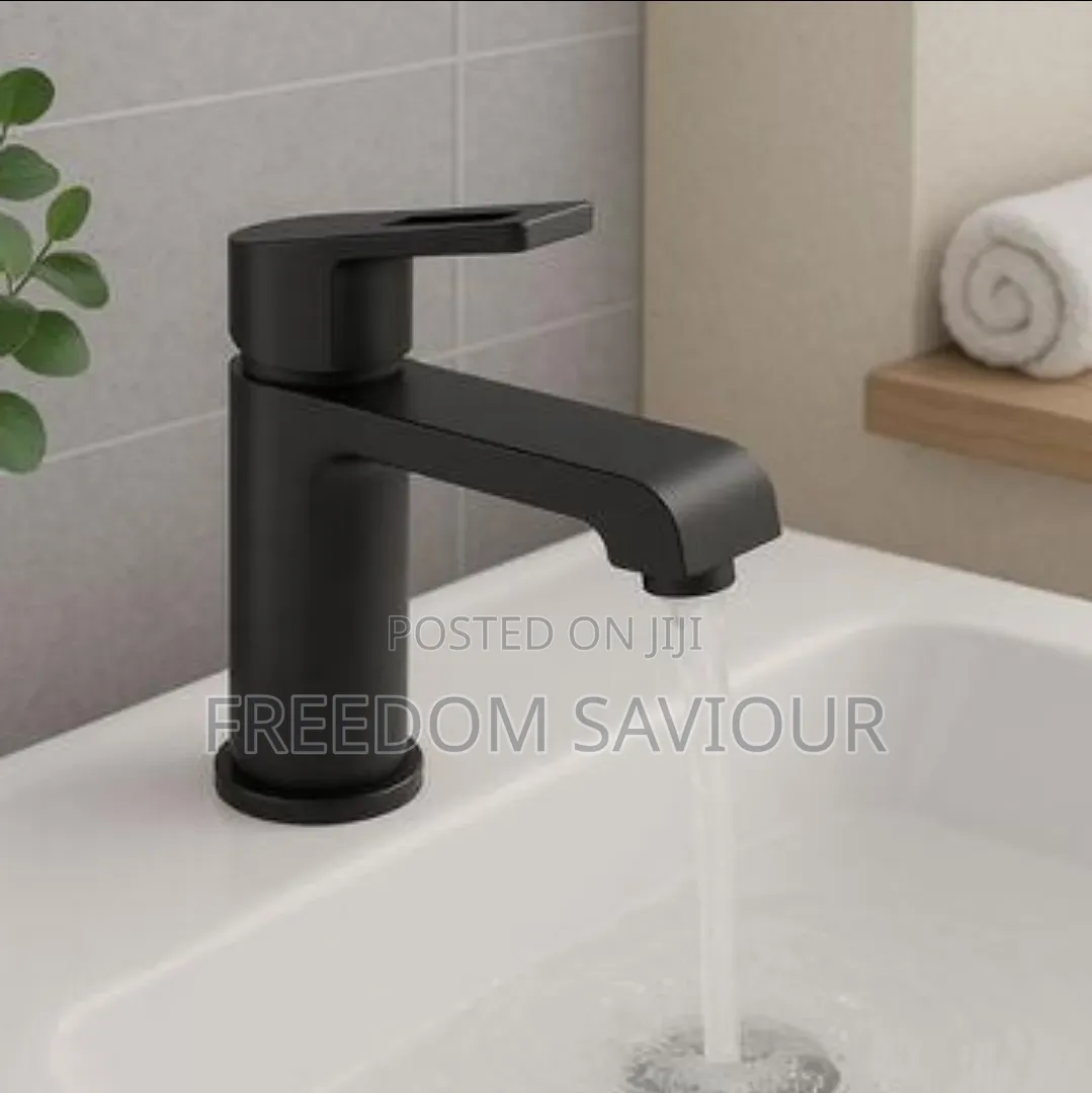 Premium Shower Curtain With Modern Black Bathroom Faucet