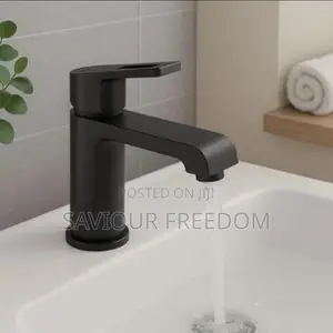 Premium Shower Curtain With Modern Black Bathroom Faucet