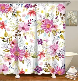 Premium Shower Curtain With Modern Black Bathroom Faucet