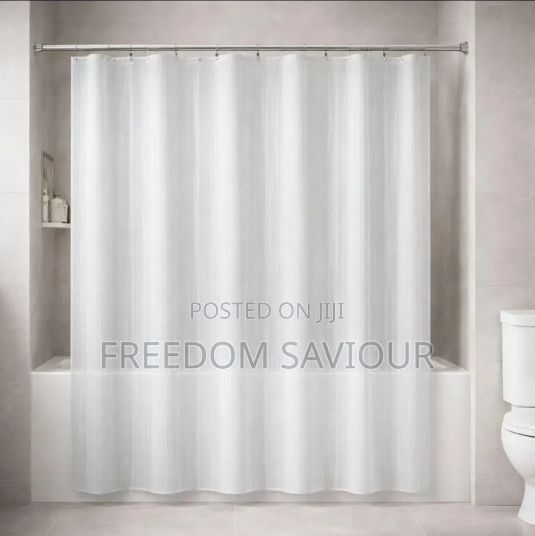 Premium Shower Curtain With Modern Black Bathroom Faucet