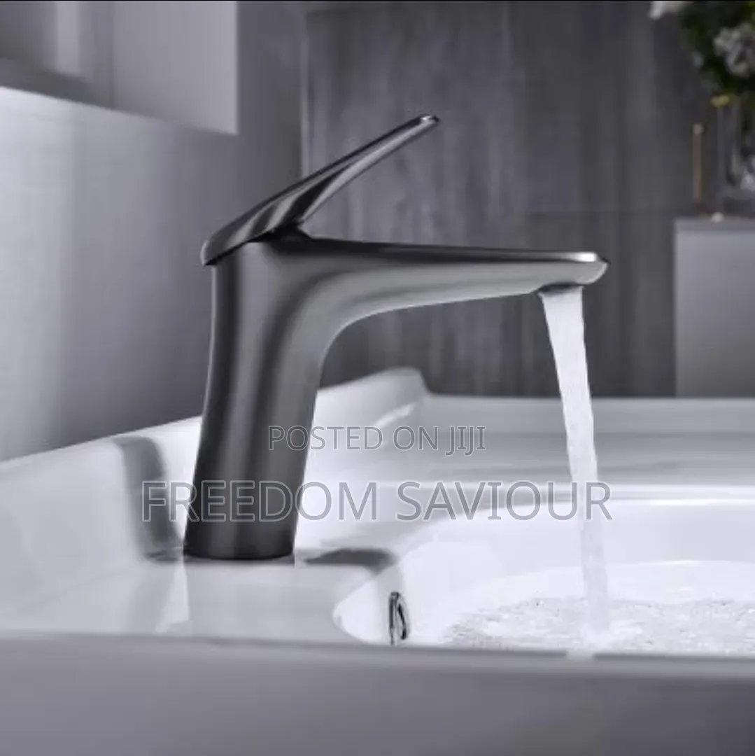Premium Shower Curtain With Modern Black Bathroom Faucet