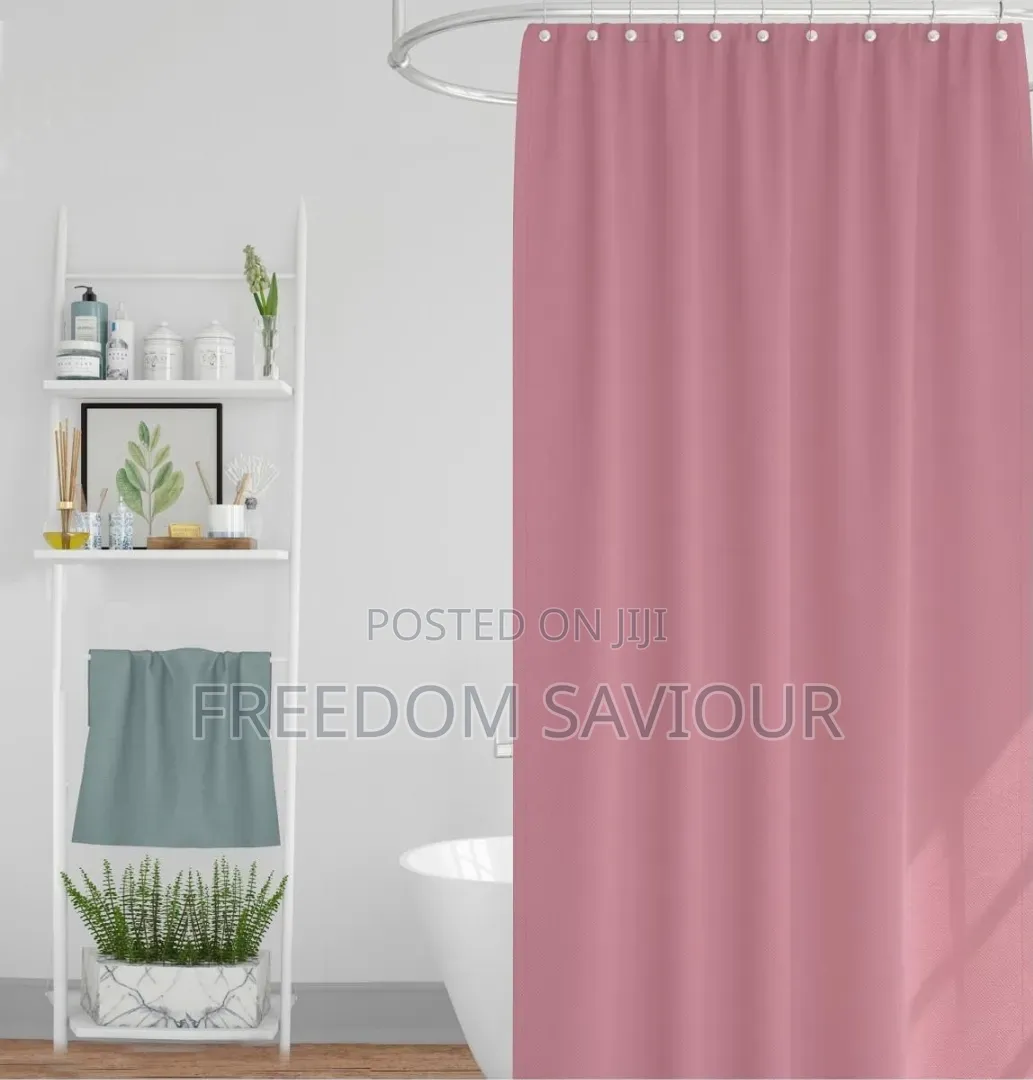 Premium Shower Curtain With Modern Black Bathroom Faucet