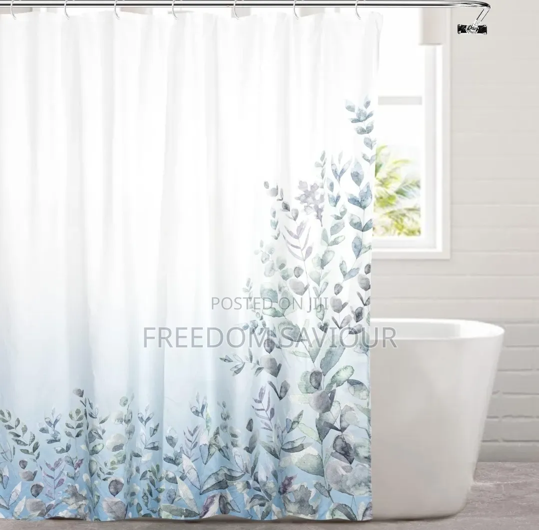 Premium Shower Curtain With Modern Black Bathroom Faucet