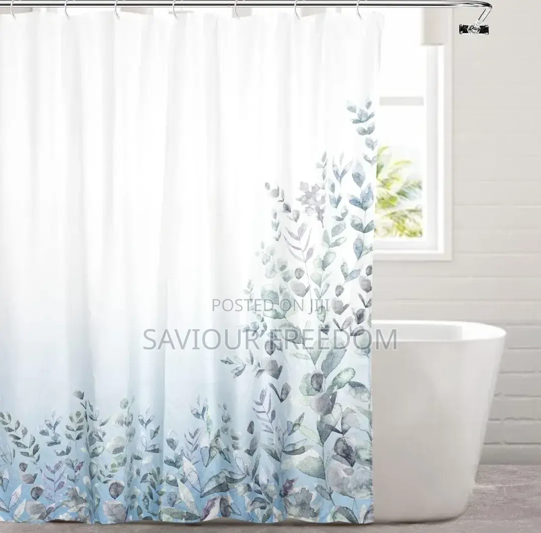 Premium Shower Curtain With Modern Black Bathroom Faucet