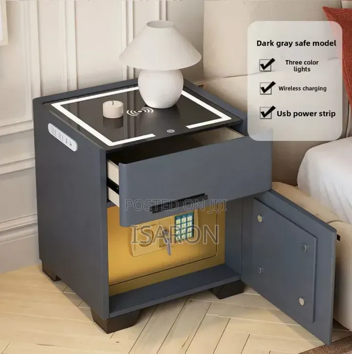 Bedside Cabinet With Safe Inbuilt and Wireless Charger
