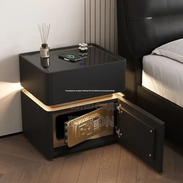 Bedside Cabinet With Safe Inbuilt and Wireless Charger