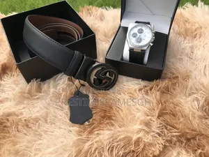 All Black Premium Leather Belt Watch — Accra"