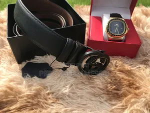 All Black Premium Leather Belt Watch — Accra"
