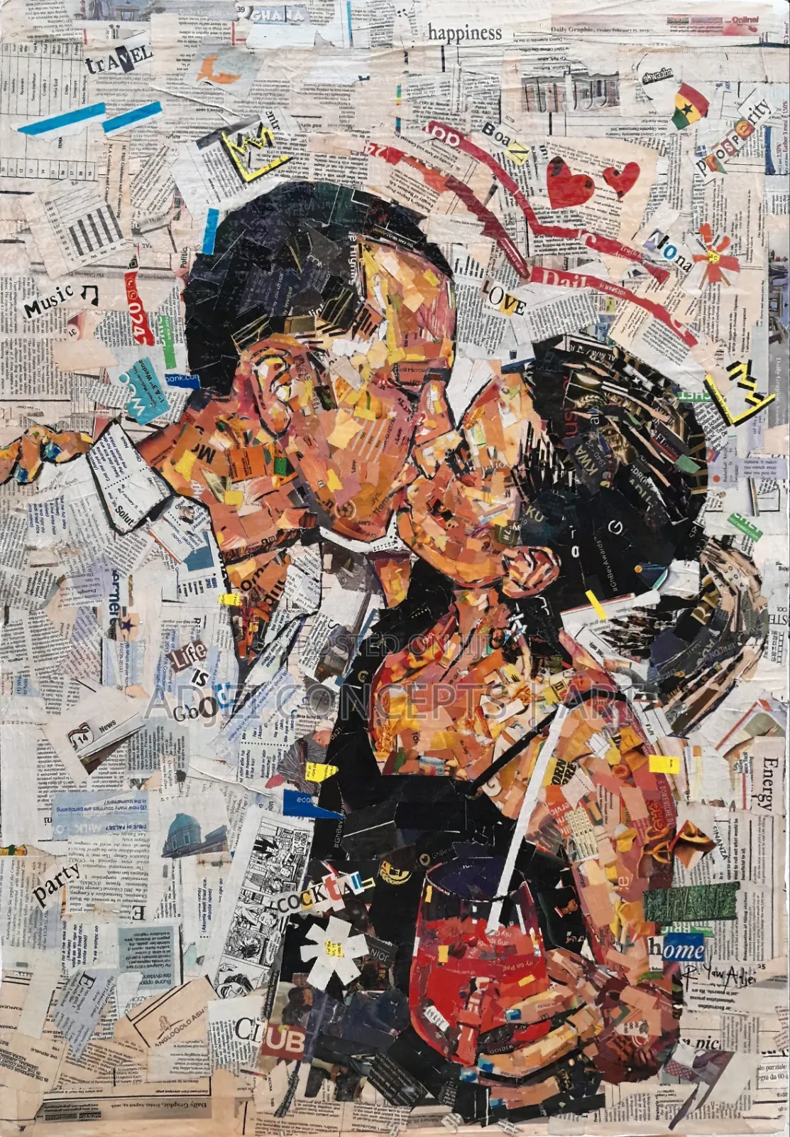 Newspaper Handmade Artworks on Canvas
