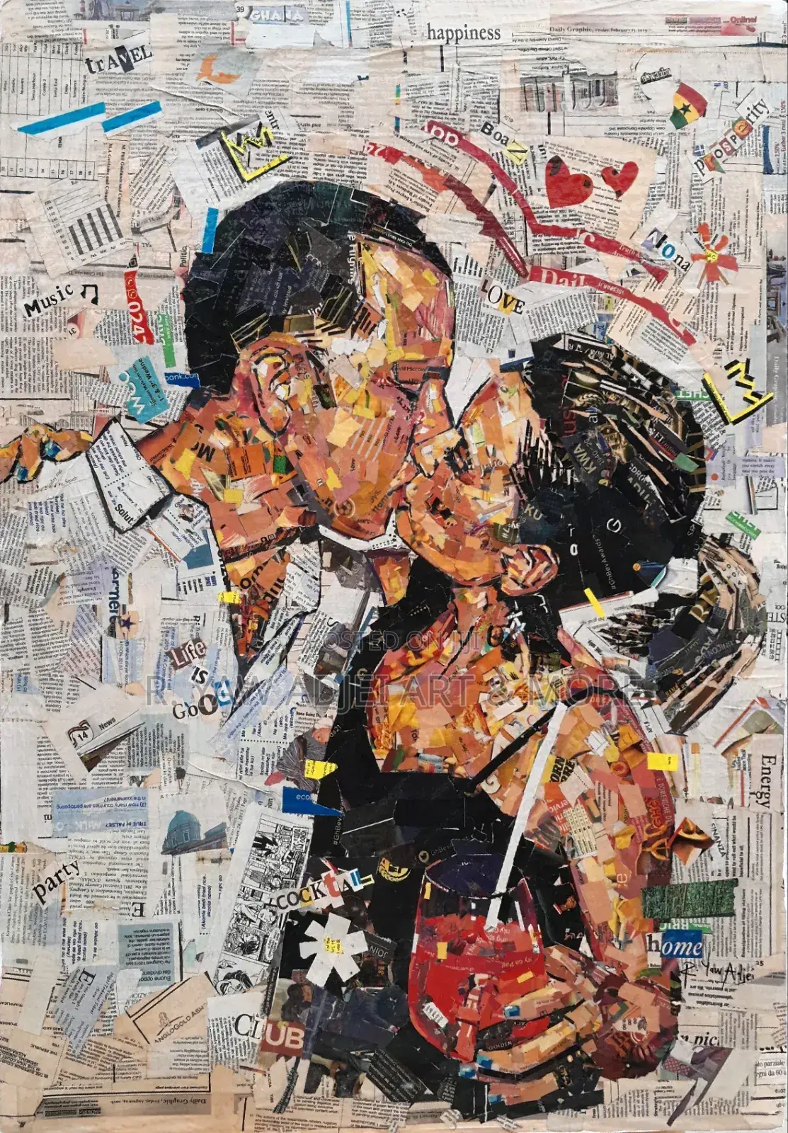 Newspaper Handmade Artworks on Canvas