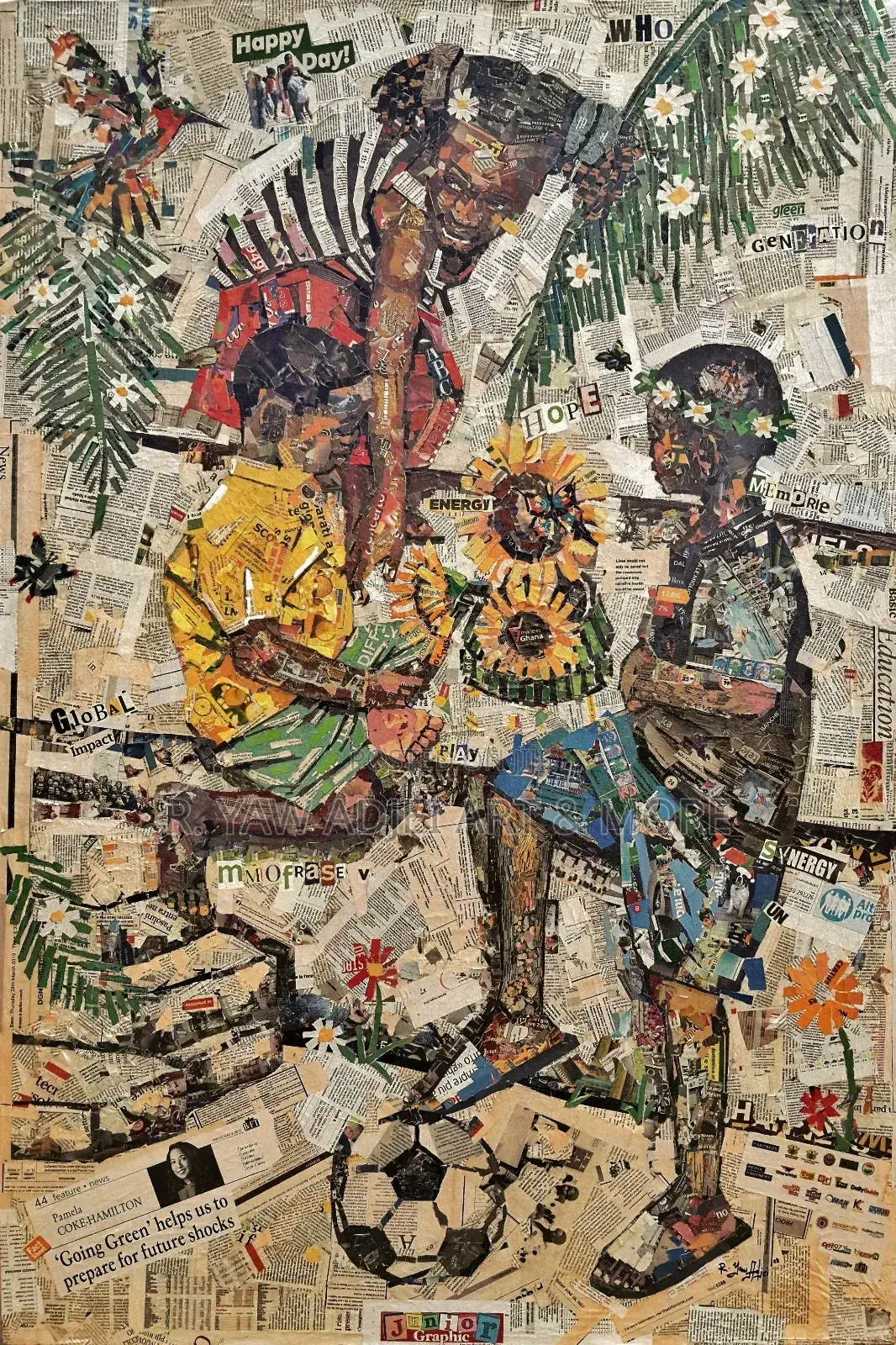 Newspaper Handmade Artworks on Canvas
