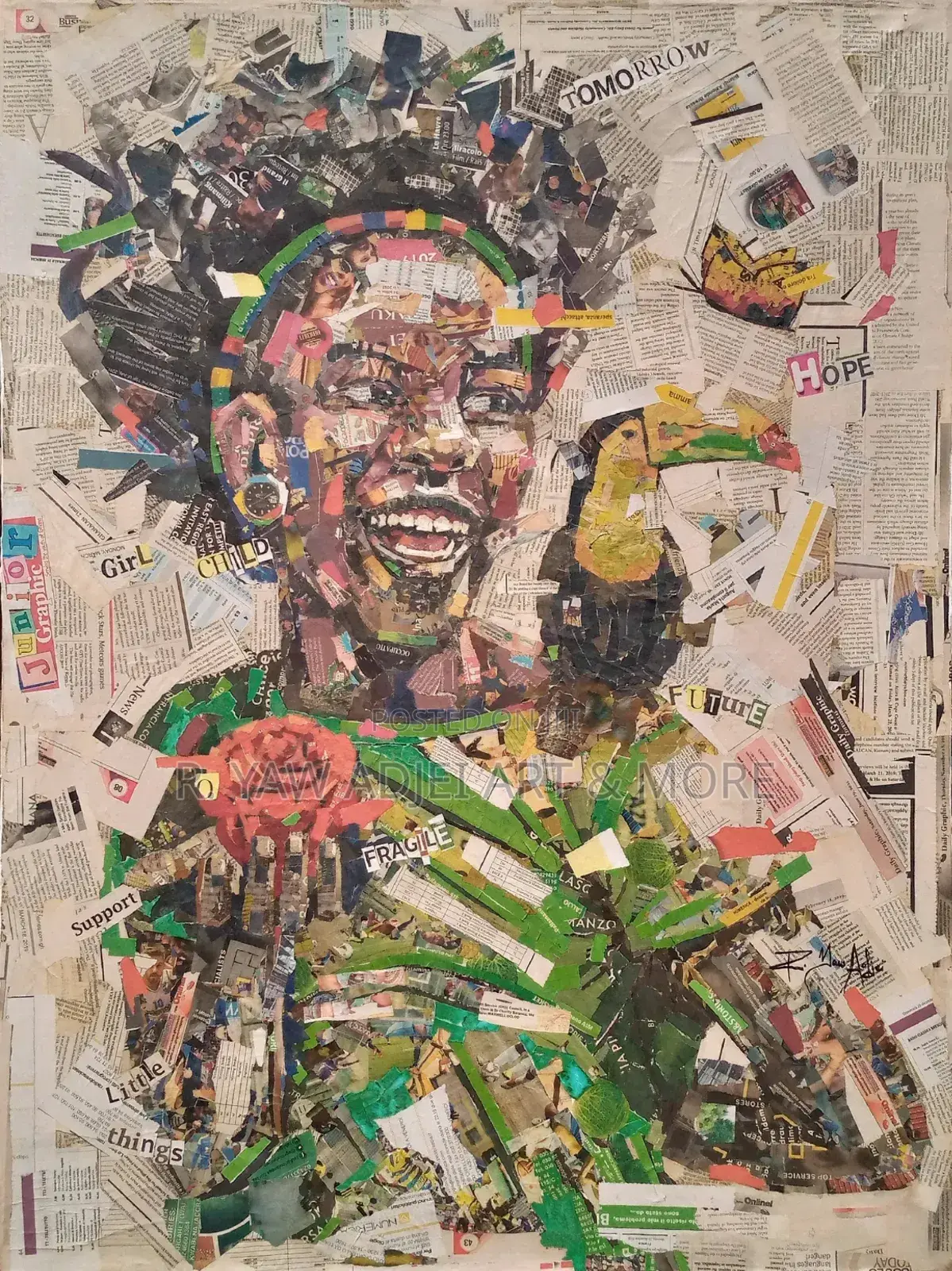 Newspaper Handmade Artworks on Canvas
