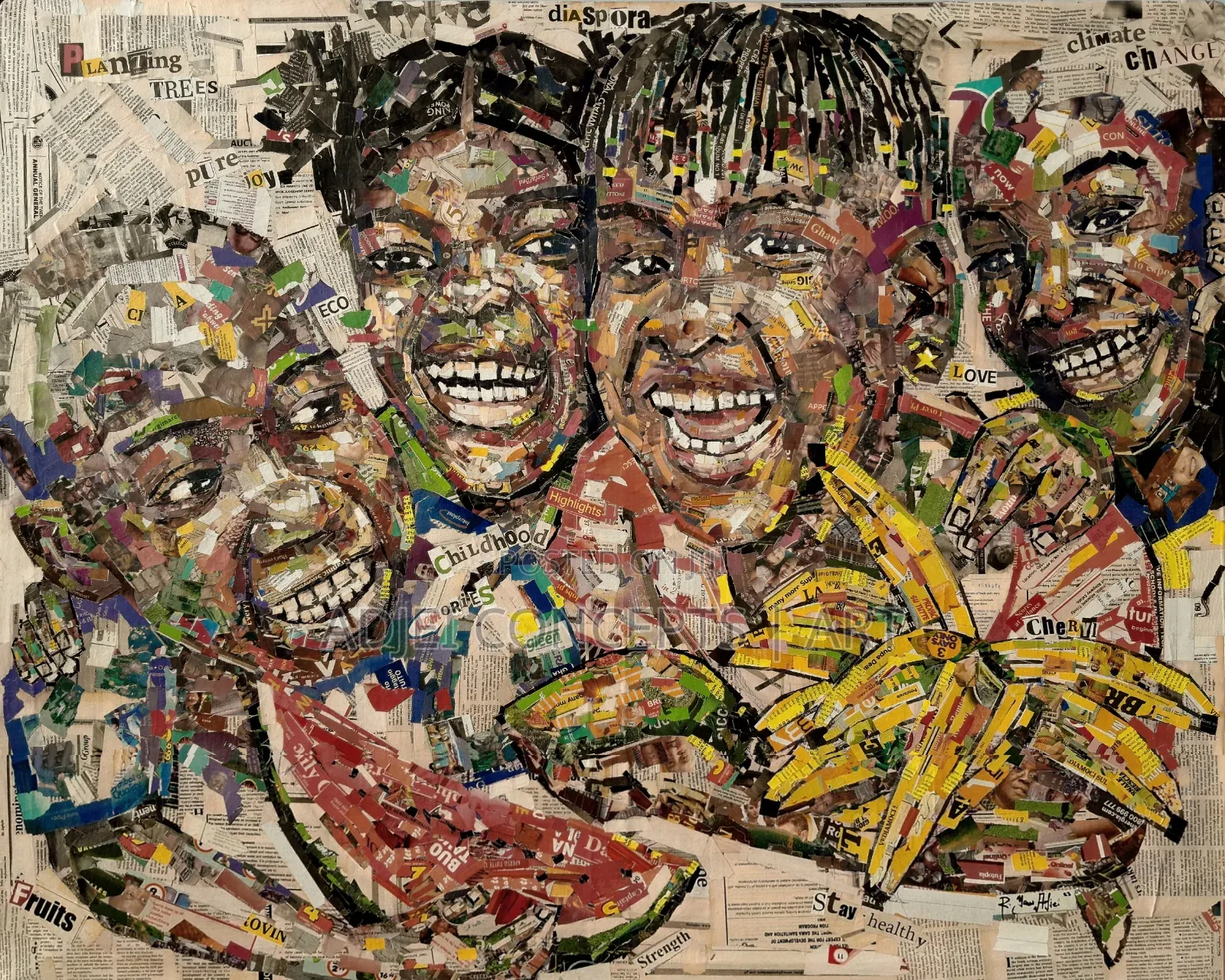Newspaper Handmade Artworks on Canvas
